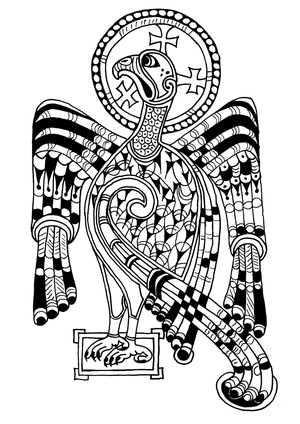 Página para Colorir Mandala de Águia em Estilo Regular