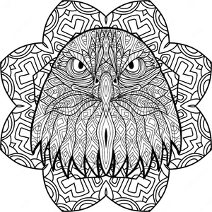 Página para Colorir Mandala de Cabeça de Águia