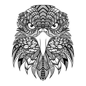 Página para Colorir Mandala do Rosto de uma Águia