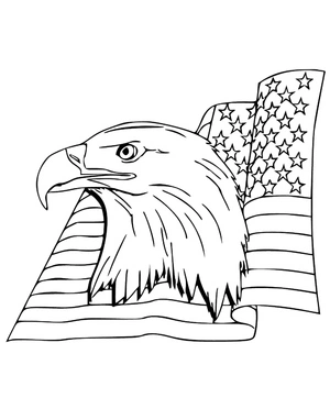 Página para Colorir Águia com Bandeira Americana