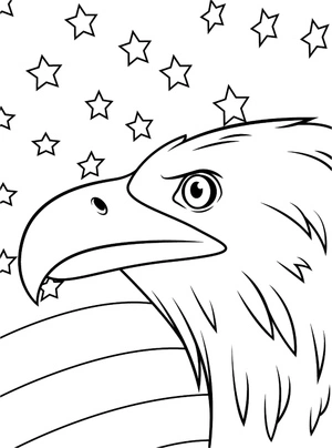 Página para Colorir Cabeça de Águia Estrelada