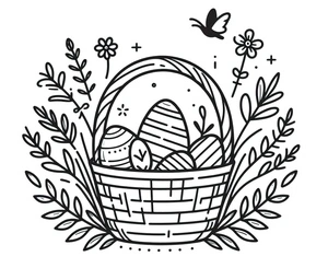 Página para Colorir Uma Cesta de Páscoa Encantadora