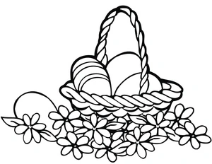 Página para Colorir Cesta de Flores de Páscoa
