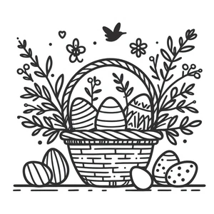 Página para Colorir Delícia da Cesta de Páscoa