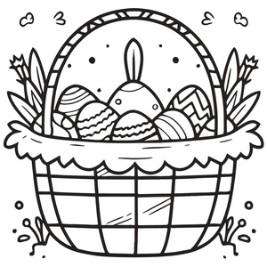 Página para Colorir Imagem de Cesta de Páscoa