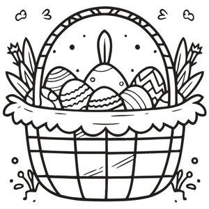 Página para Colorir Página para Colorir Imagem de Cesta de Páscoa