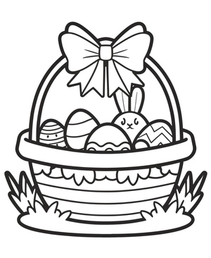 Página para Colorir Cesta de Páscoa Grátis