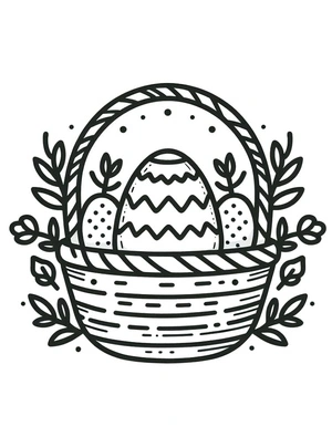 Página para Colorir Molde de Cesta de Páscoa para Imprimir