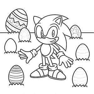 Página para Colorir Desenho de Páscoa do Sonic the Hedgehog