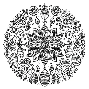 Página para Colorir Página de Colorir Mandala de Páscoa para Adultos