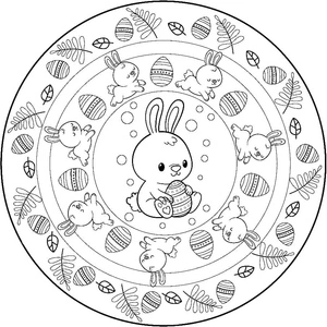 Página para Colorir Um Mandala de Páscoa Adorável