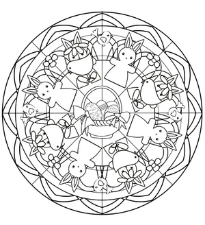 Página para Colorir Extravagância de Mandalas de Páscoa