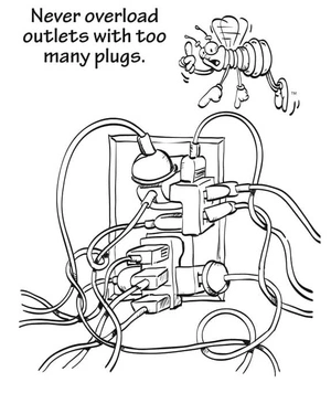 Página para Colorir Ilustração de Segurança Elétrica
