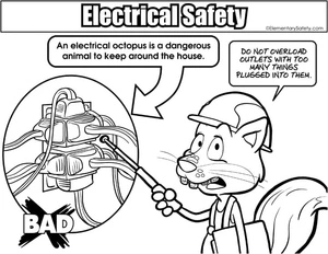 Página para Colorir Segurança em Primeiro Lugar - The Electric Octopus