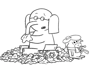 Página para Colorir Página para colorir imprimível com Elefante e Porquinho