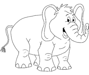 Desenho de Elefante de Desenho Animado para Imprimir