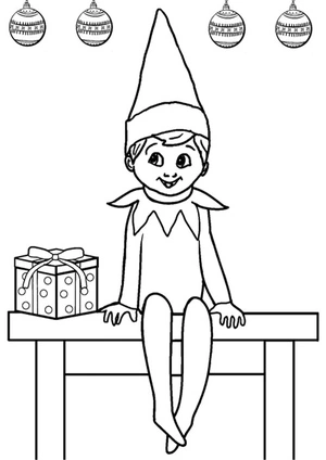 Página para Colorir Elfo Fofo na Prateleira