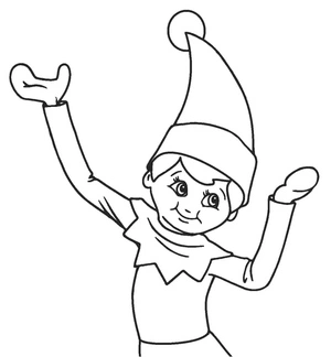 Elfo acenando alegremente, fácil Elfo na Prateleira coloring page, free printable