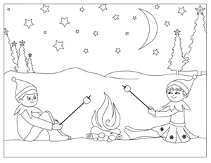 Página para Colorir Página para Colorir do Elfo na Prateleira para Imprimir