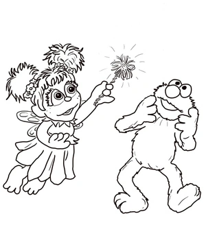 Página para Colorir Abby Cadabby e Elmo