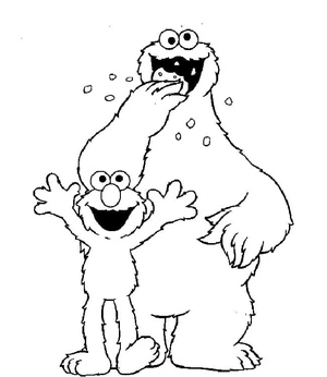 Página para Colorir Elmo e Monstro das Bolachas