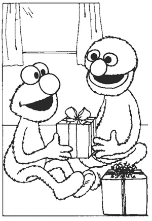 Página para Colorir Elmo e Grover Juntos