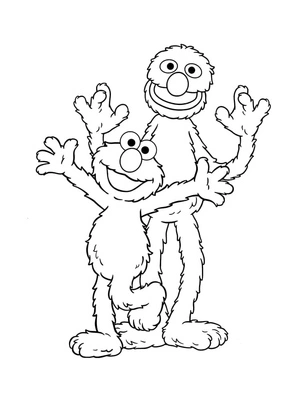 Página para Colorir Elmo e Grover
