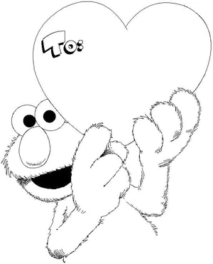 Página para Colorir Elmo e Corações