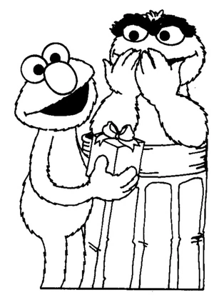 Página para Colorir Elmo e Oscar, o Rabugento, são personagens da Vila Sésamo.