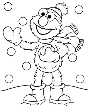 Página para Colorir Elmo e Floco de Neve