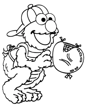 Página para Colorir Elmo joga beisebol