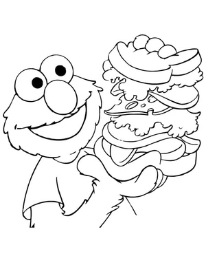 Página para Colorir Elmo curtindo seu hambúrguer