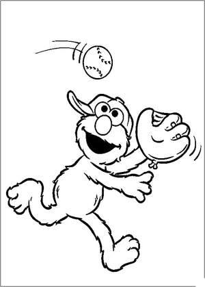 Página para Colorir Elmo se diverte jogando beisebol
