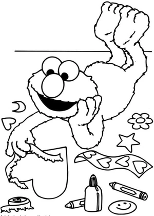 Página para Colorir Elmo de Bom Humor