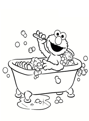 Página para Colorir do Elmo no Banheiro