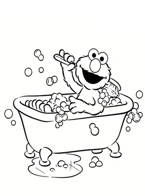 Página para Colorir Página para Colorir do Elmo no Banheiro