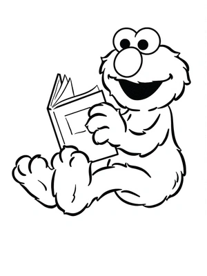 Página para Colorir Elmo está lendo um livro