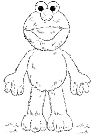 Página para Colorir Elmo na Vila Sésamo