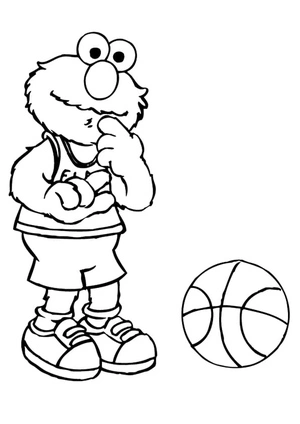 Página para Colorir Elmo Jogando Basquete