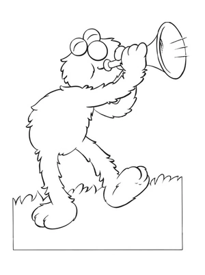 Página para Colorir Elmo Tocando Trompete