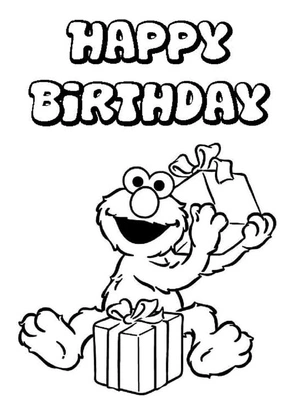 Página para Colorir Celebração de Aniversário do Elmo