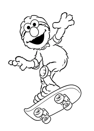 Página para Colorir Elmo Andando de Skate