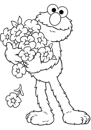 Página para Colorir Elmo cercado por flores