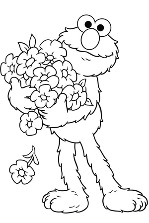 Página para Colorir Elmo com Flores