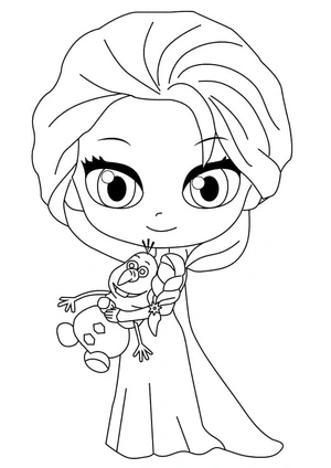 Página para Colorir Adorável Elsa