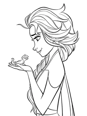 Página para Colorir Elsa e Bruni em uma Página para Colorir