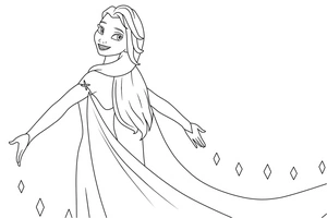 Página para Colorir Elsa cheia de alegria
