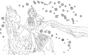 Página para Colorir Elsa Cavalgando