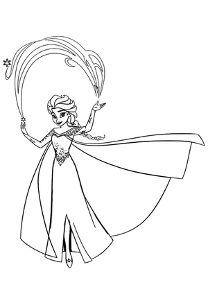 Página para Colorir Habilidades Mágicas da Elsa