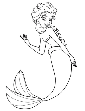 Página para Colorir Elsa, a Sereia